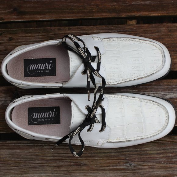 Mauri White Crocodile and Calf Driving Shoe, Size 43, made in Italy, EUC - Picture 8 of 12